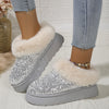 Fashion Sequined Thick-soled Plush Boots