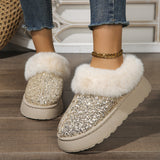 Fashion Sequined Thick-soled Plush Boots