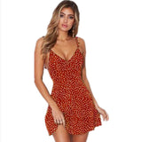 Polka-dot Strappy Dress Women Summer Fashion Beach Sundress