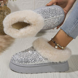 Fashion Sequined Thick-soled Plush Boots