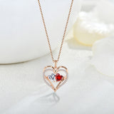 Silver Double Love Necklace With Rhinestones Fashion Personality Heart-shaped Necklace Valentine's Day Gift