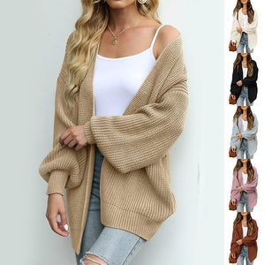 Fashion Lantern-sleeved Sweater With Pockets