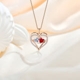 Silver Double Love Necklace With Rhinestones Fashion Personality Heart-shaped Necklace Valentine's Day Gift