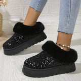 Fashion Sequined Thick-soled Plush Boots