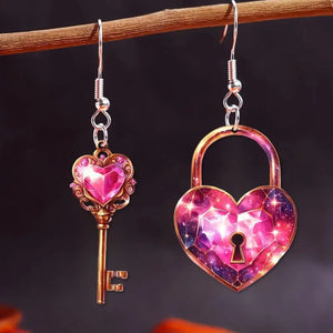 Romantic Key Heart Lock  Earrings