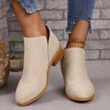 Chunky Heel Pointed Toe Ankle Boots With V-cut Design Fashion Fall Winter Short Boots For Women Shoes