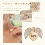 Personalized Name Heart Locket Necklace Zirconia Paved Custom Engraved Pendant