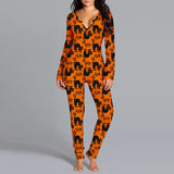 Halloween Printed Jumpsuit Long Sleeve Home Pajamas