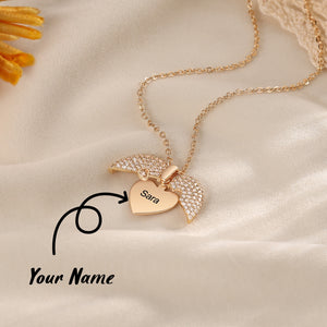 Personalized Name Heart Locket Necklace Zirconia Paved Custom Engraved Pendant