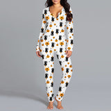 Halloween Printed Jumpsuit Long Sleeve Home Pajamas