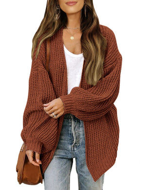 Fashion Lantern-sleeved Sweater With Pockets