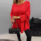 Winter Loose Batwing Sleeve Pullover Sweater Fashion Oversized Knitted Shawl Sweater Tops For Women Clothing