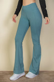 Wide waistband flare leg pants