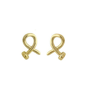 Gold plated crossed nail head stud earring