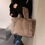 Winter Plush Handbag Totes Women Shoulder Bag