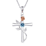 Rose Cross Necklace With Rhinestone Fashion Personality Pendant Necklace For Valentine's Day Gift