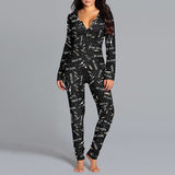 Halloween Printed Jumpsuit Long Sleeve Home Pajamas