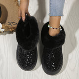 Fashion Sequined Thick-soled Plush Boots