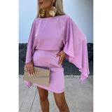 Women's Fashion New Satin Bat Sleeve Dress