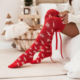 Christmas Multicolor Rope Bow Thigh High Socks