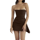 Women's Fashion Tube TopPleated Elastic Satin Dress