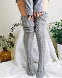 Casual Solid Over The Knee Sock :Gray