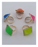 Square neon adjustable ring