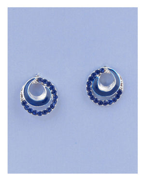 Overlap circle earrings w/rhinestone