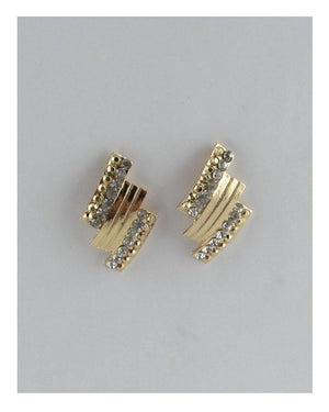 Rectangular rhinestone stud earrings