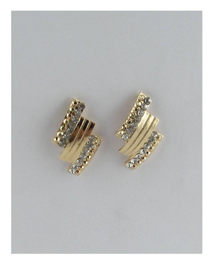 Rectangular rhinestone stud earrings