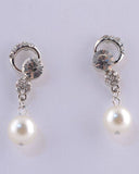 Rhinestone Faux Pearl Dangle Earrings