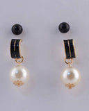 Semi Hoop Faux Pearl Drop Earrings