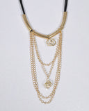 Crystal and Rolo Chain Embellished Necklace