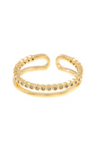 Ladies aligned cz stone pave cuff ring