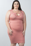 Ladies fashion plus size strappy plunge bodycon dress