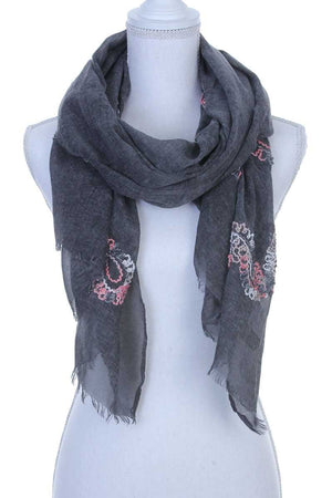 Sheer embroidered oblong scarf