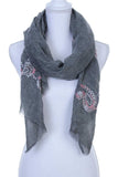 Sheer embroidered oblong scarf