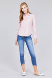 Ladies fashion plus size long sleeve button down stretch shirt