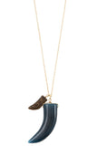 Elongated double horn pendant necklace