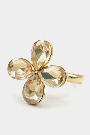 A flower colored stone adjustable ring