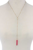 Rectangular Faux Stone Y Shape Necklace