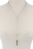 Rectangular Faux Stone Y Shape Necklace