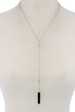 Rectangular Faux Stone Y Shape Necklace