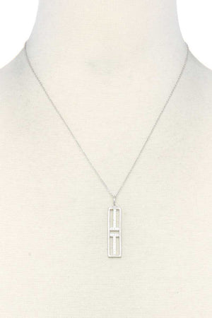 Metal Rectangular Shape Pendant Necklace