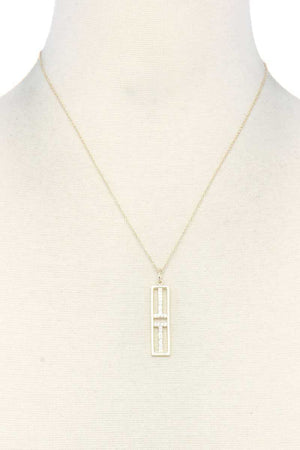 Metal Rectangular Shape Pendant Necklace