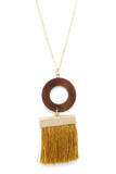 Wooden Circle Tassel Pendant Necklace