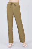 Waist Elastic W/drawstring Long Linen Pants