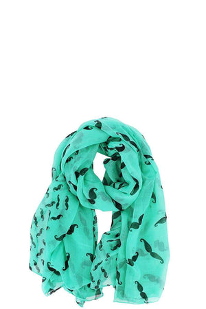 Designer Chiffon Mustache Print Scarf