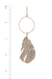 Textured Metal Leaf Circle Drop Earring