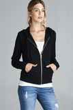 Long Sleeve Zipper French Terry Jacket W/ Kangaroo Pocket